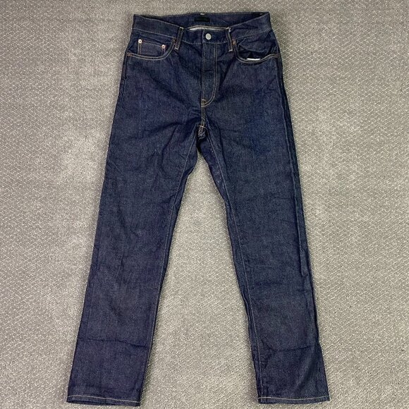Uniqlo Selvedge Denim Jeans Men's 31 Kaihara Dark Wash Measures 32.5 x 30.25 - Picture 1 of 14
